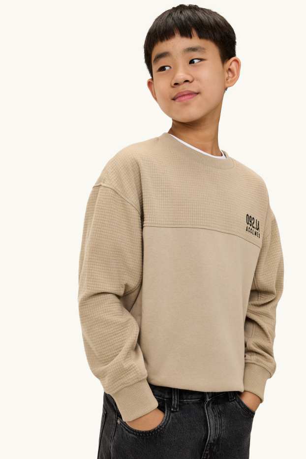 Kinder Buben - Sweatshirt - strukturiert - beige