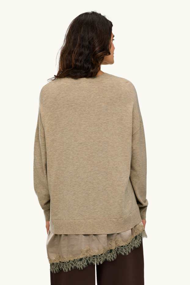 Damen - Pullover - 2-in-1-Look - hellbraun