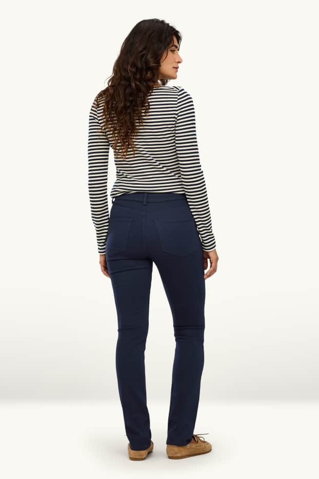Donna - Pantaloni - vita alta - slim fit - blu scuro