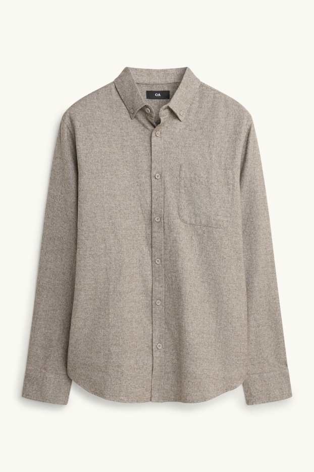 Herren - Hemd - Regular Fit - Button-down - beige-melange