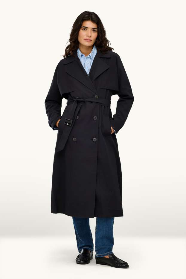 Damen - Trenchcoat mit Gürtel - schwarz