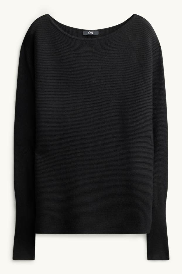 Donna - Maglione - a coste - nero