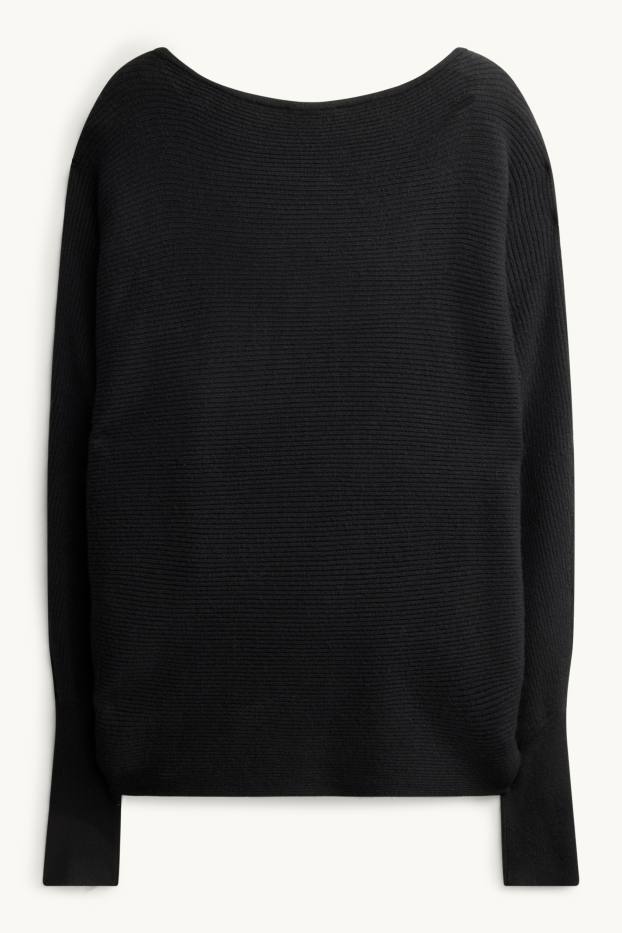 Donna - Maglione - a coste - nero