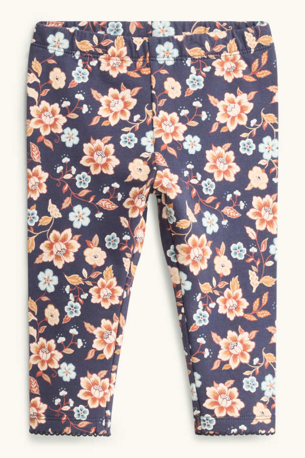 Miminka - dívky - Květiny - termo outfit pro miminka - 3dílný - hnědá/tmavomodrá