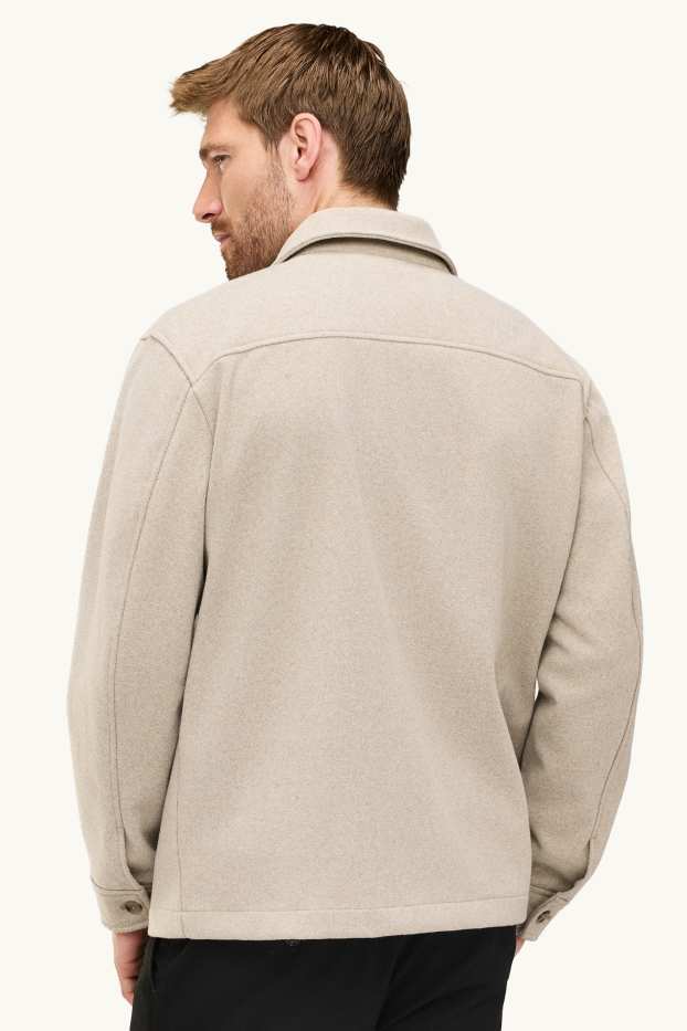 Hommes - Veste-chemise - relaxed fit - col kent - beige