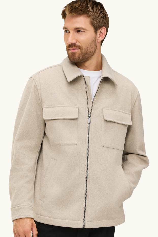 Hommes - Veste-chemise - relaxed fit - col kent - beige