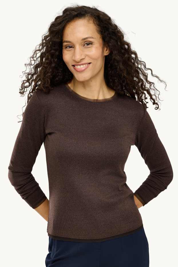 Damen - Langarmshirt - braun