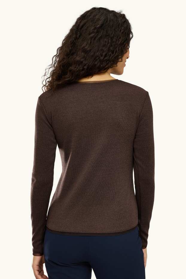 Damen - Langarmshirt - braun