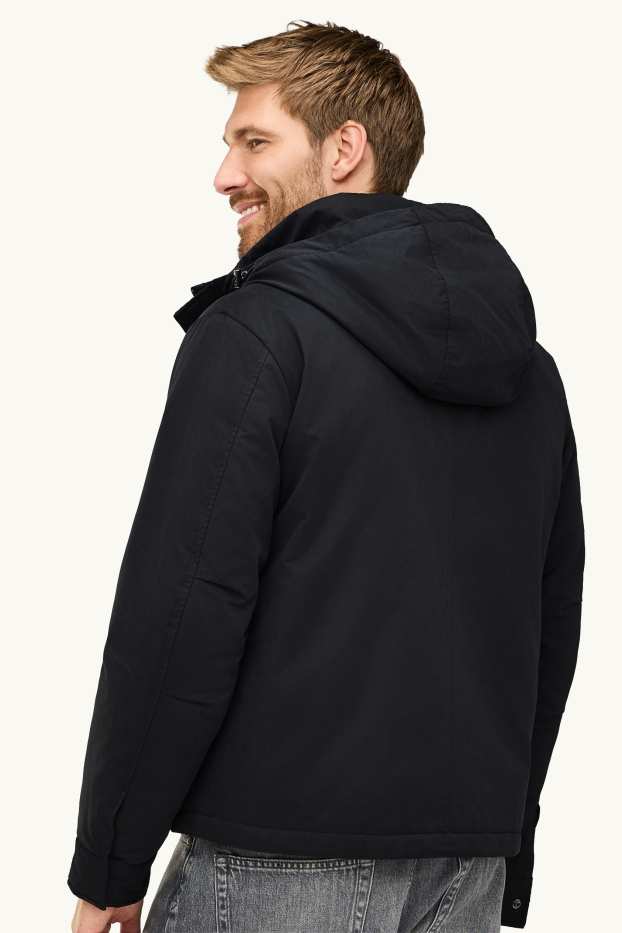 Hommes - Veste à capuche - doublée - noir