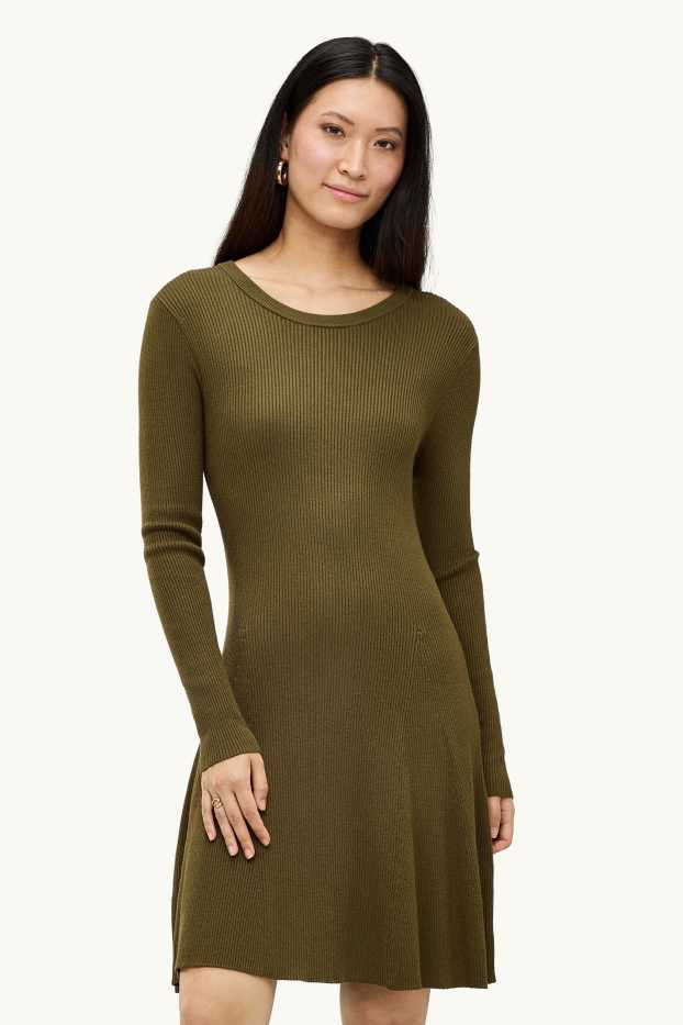 Damen - Strickkleid - khaki