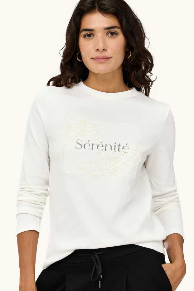 Dames - Longsleeve - regular fit - crèmekleurig