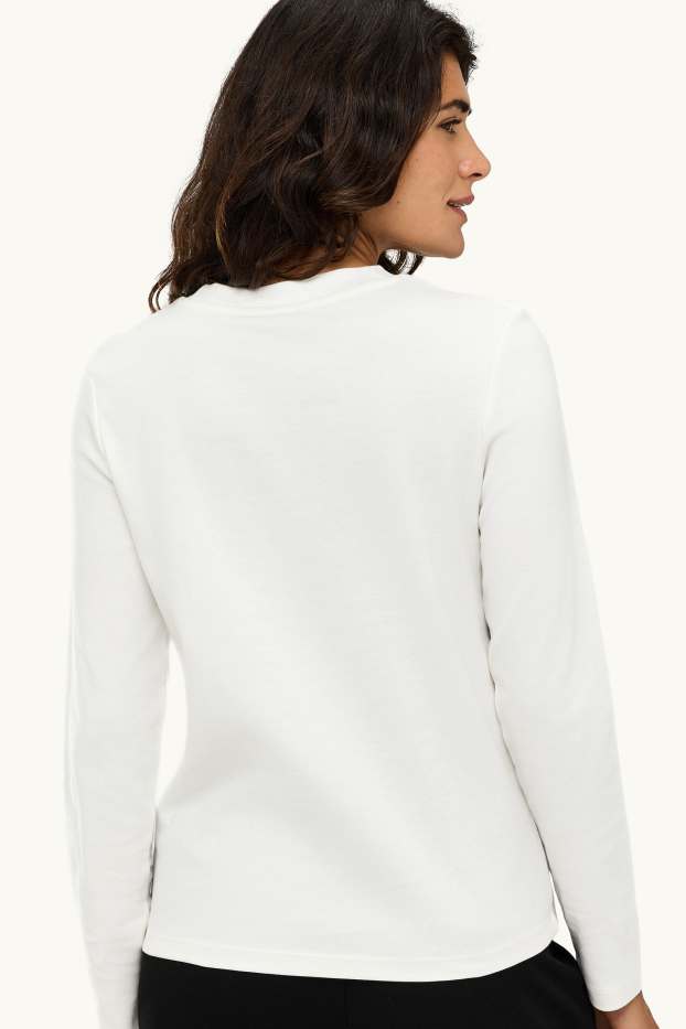 Dames - Longsleeve - regular fit - crèmekleurig