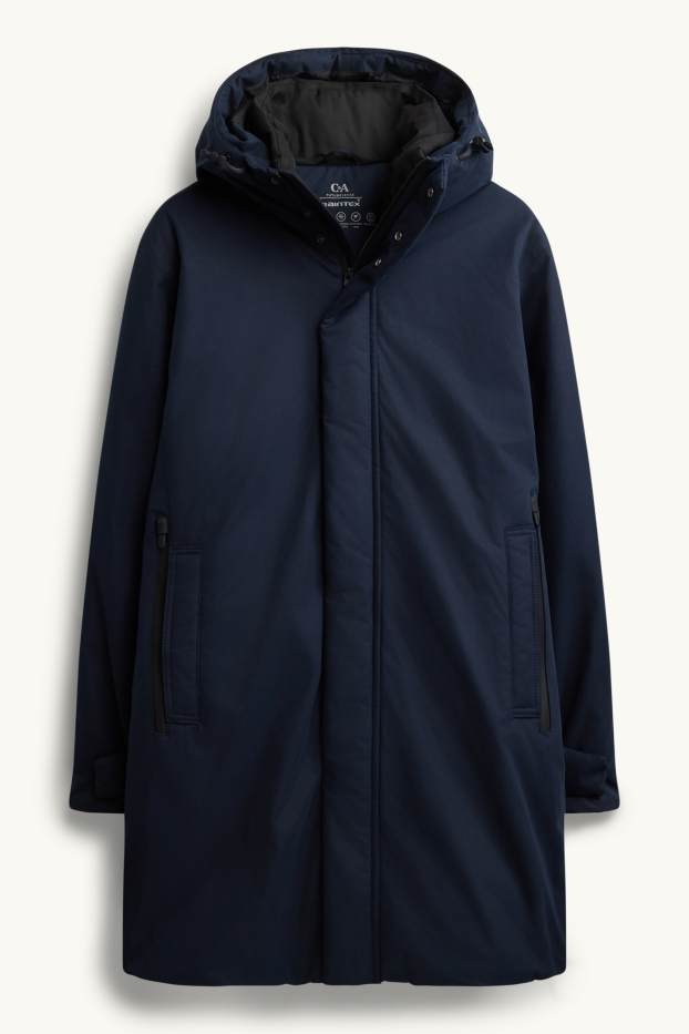 Hommes - Parka avec capuche - rembourrée - imperméable - bleu foncé