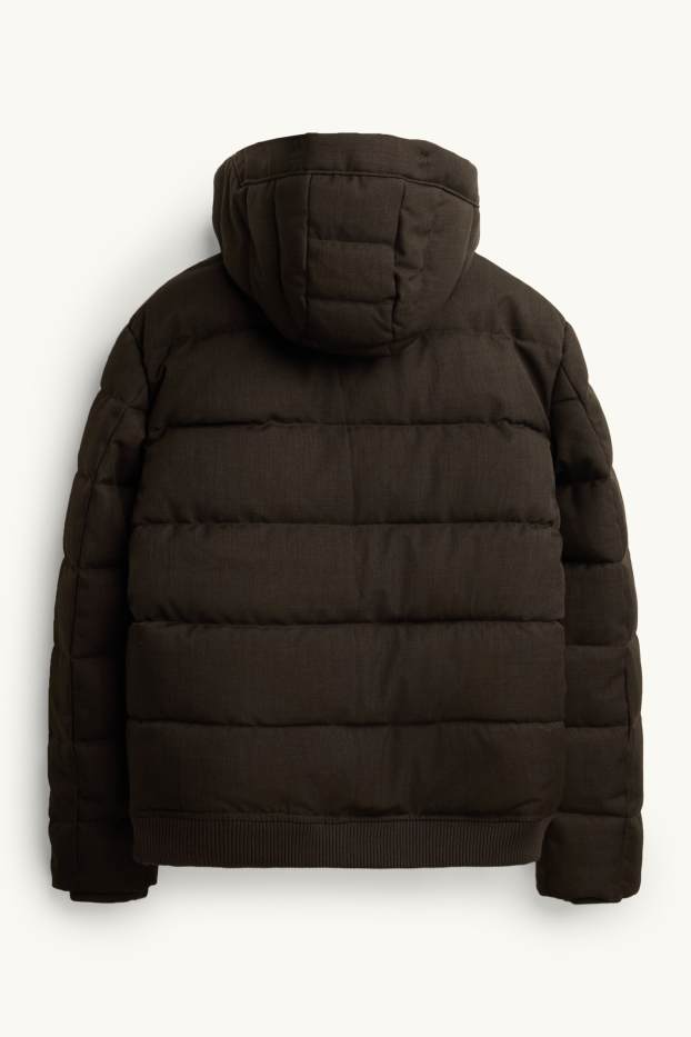 Men - Quilted jacket - lined - water-repellent - dark brown