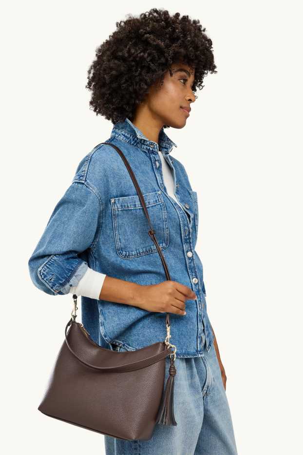 Femmes - Sac à bandoulière - matière synthétique - marron