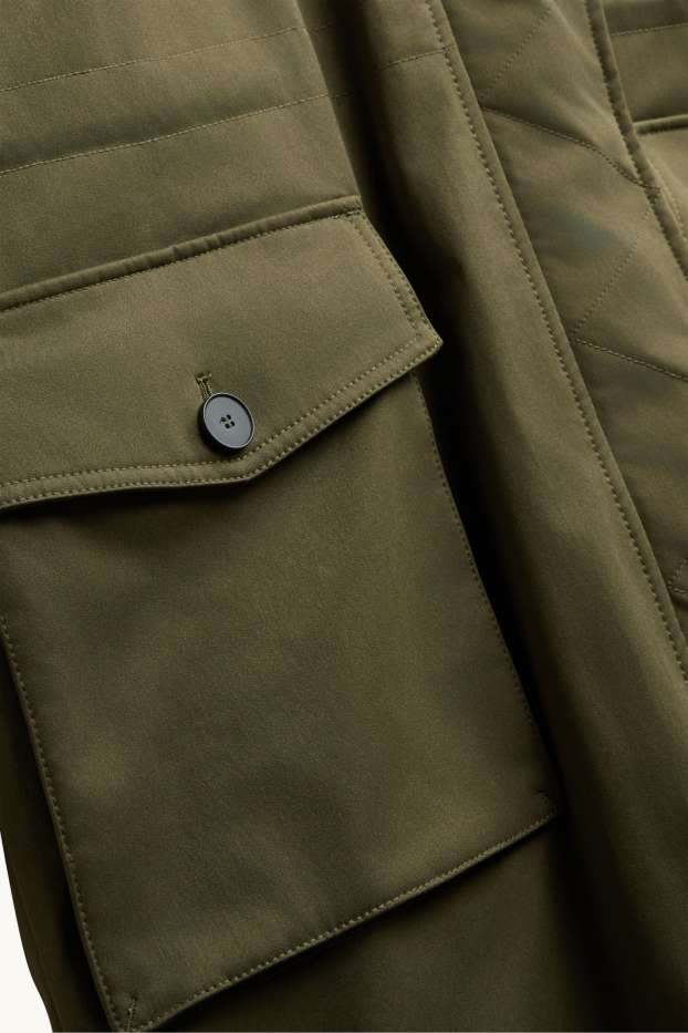 Femmes - Parka à capuche avec une garniture en imitation fourrure - déperlante - kaki