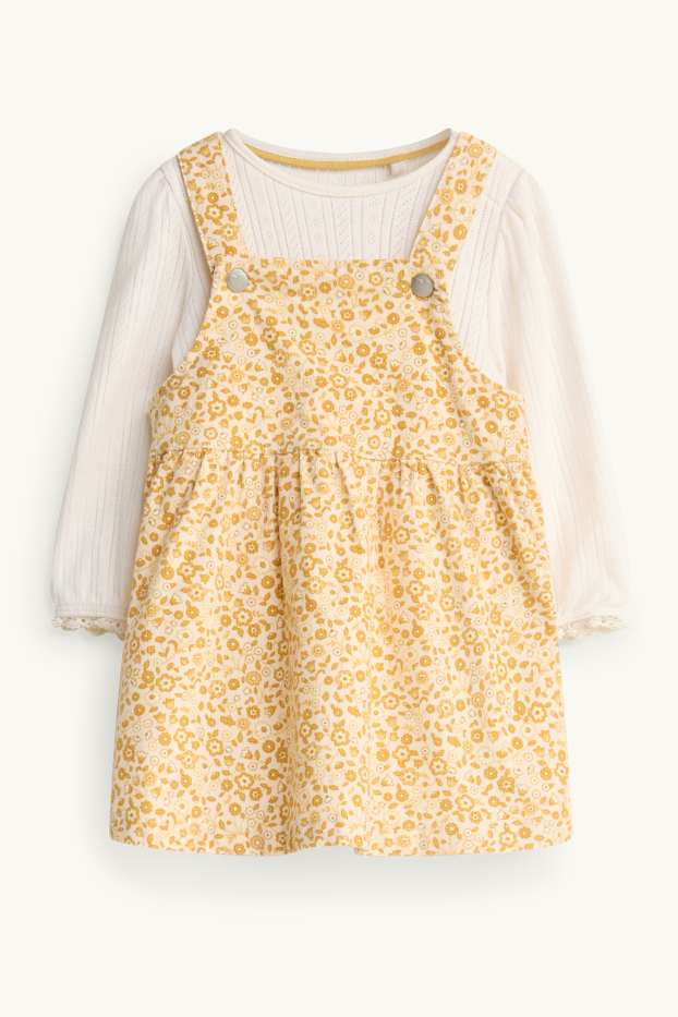 Baby Mädchen - Blümchen - Baby-Outfit - 2 teilig - gelb