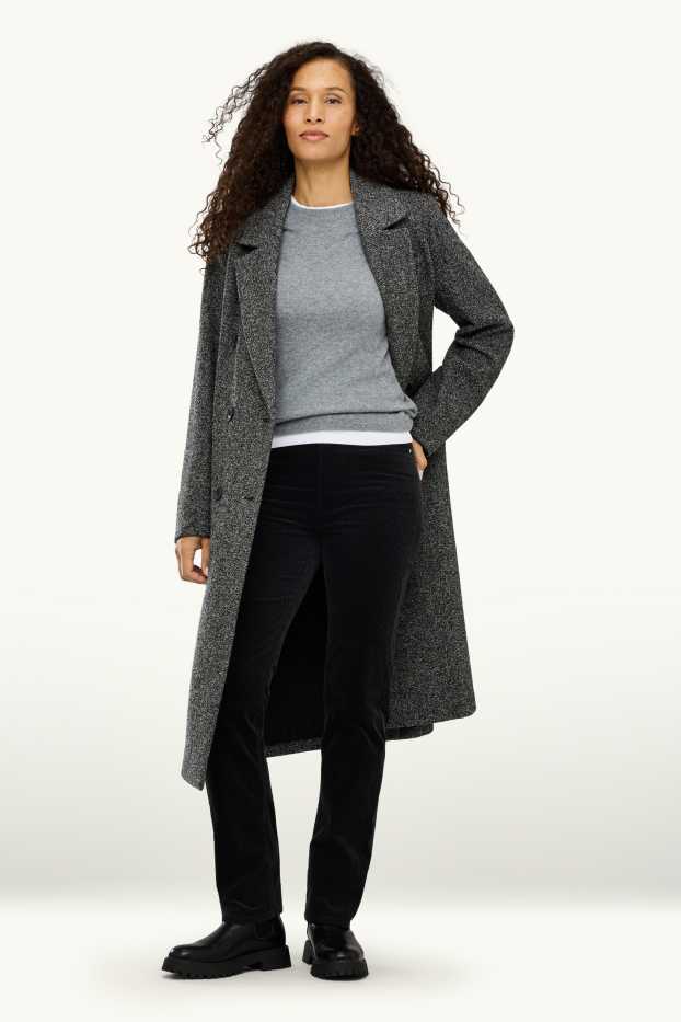Dames - Corduroy broek - high waist - straight fit- LYCRA ® - zwart