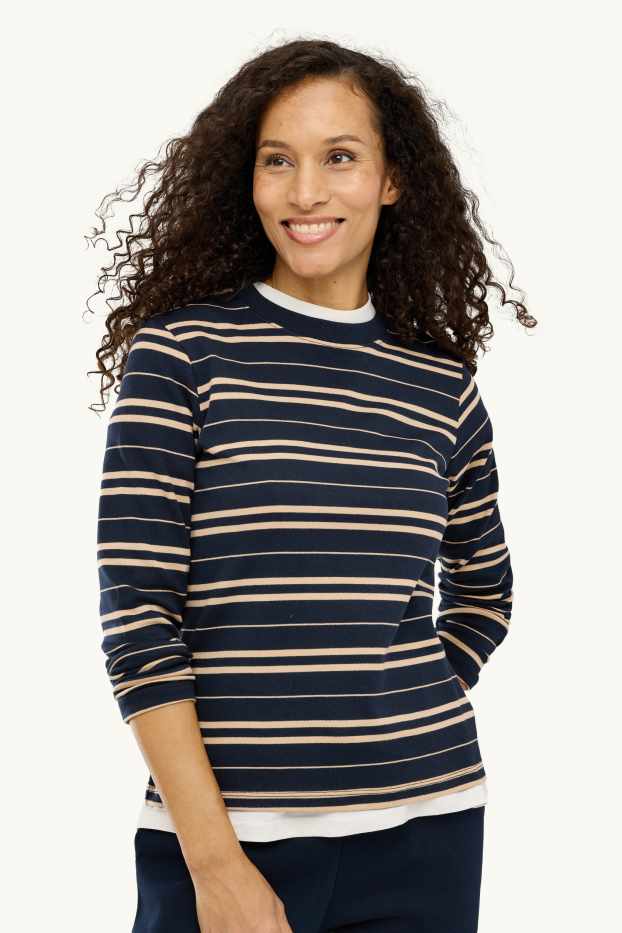 Femmes - Haut à manches longues - regular fit - à rayures - bleu