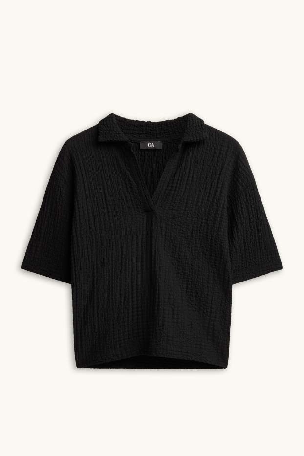 Femei - Tricou polo - regular fit - negru