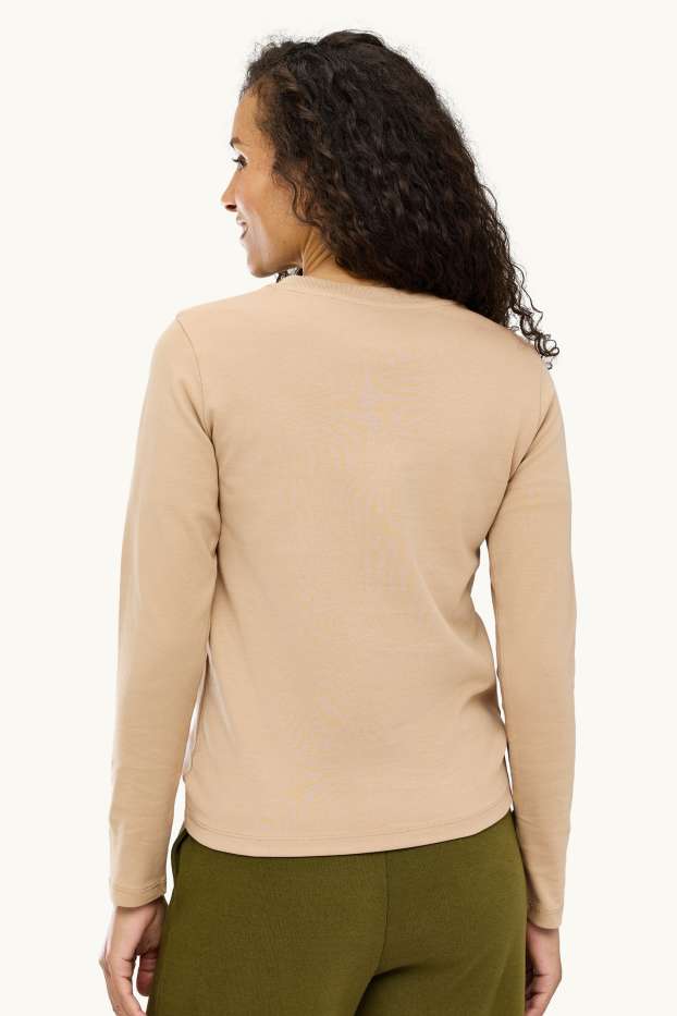 Femmes - Haut à manches longues - regular fit - beige