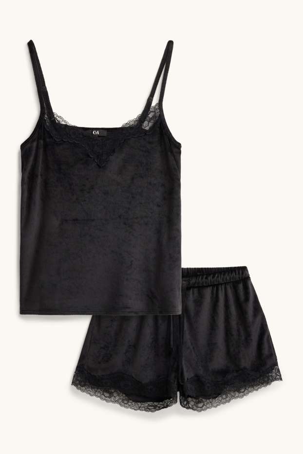 Damen - Shorty-Pyjama - 2 teilig - schwarz