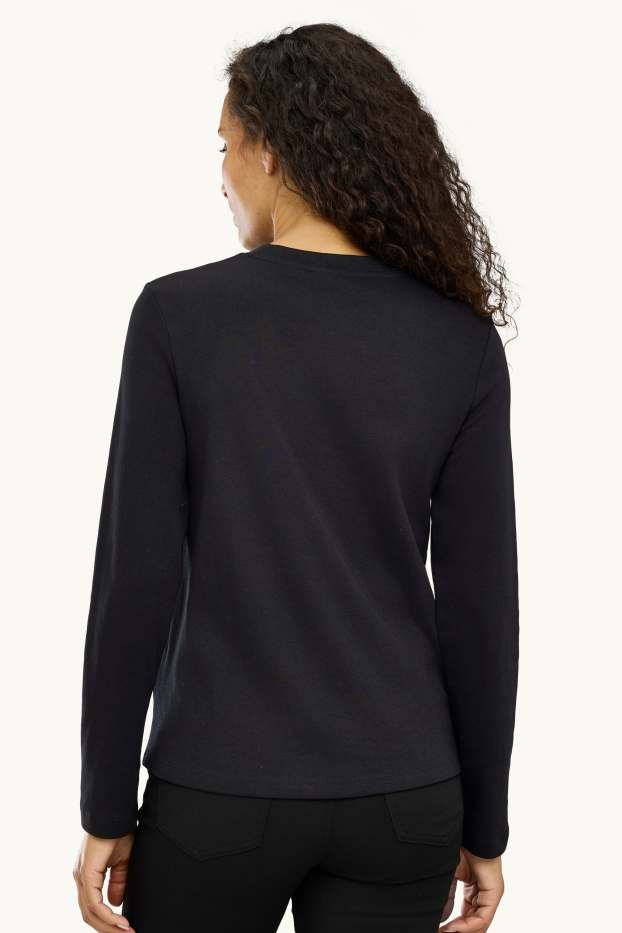 Damen - Langarmshirt - Regular Fit - schwarz