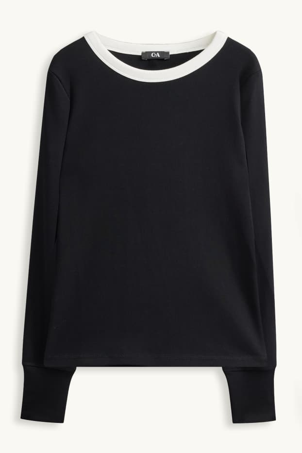 Femmes - Haut à manches longues - slim fit - noir / blanc