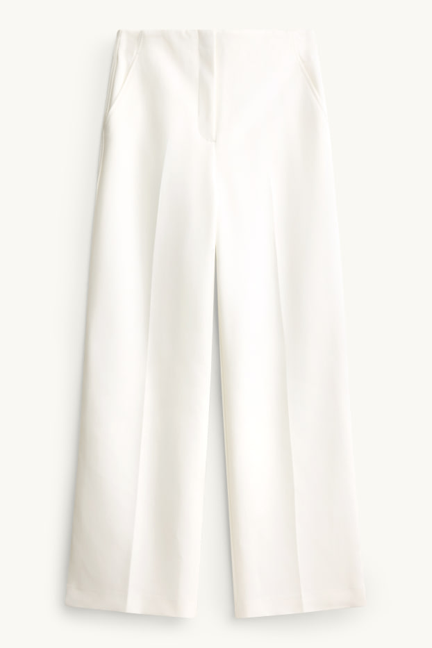 Damen - Business-Hose - High Waist - Wide Leg - cremeweiß