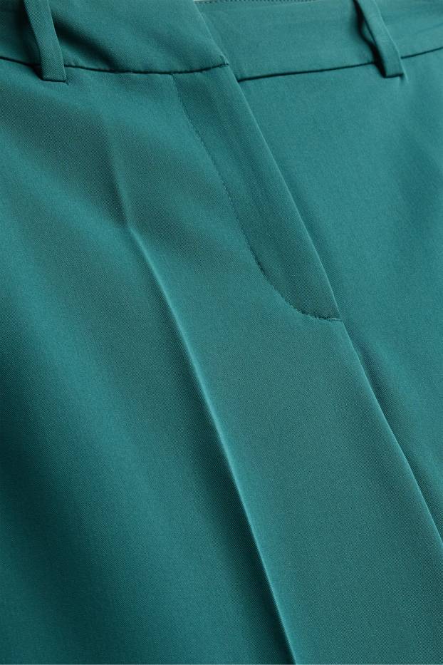 Dames - Business-broek - high waist - wide leg - petrol