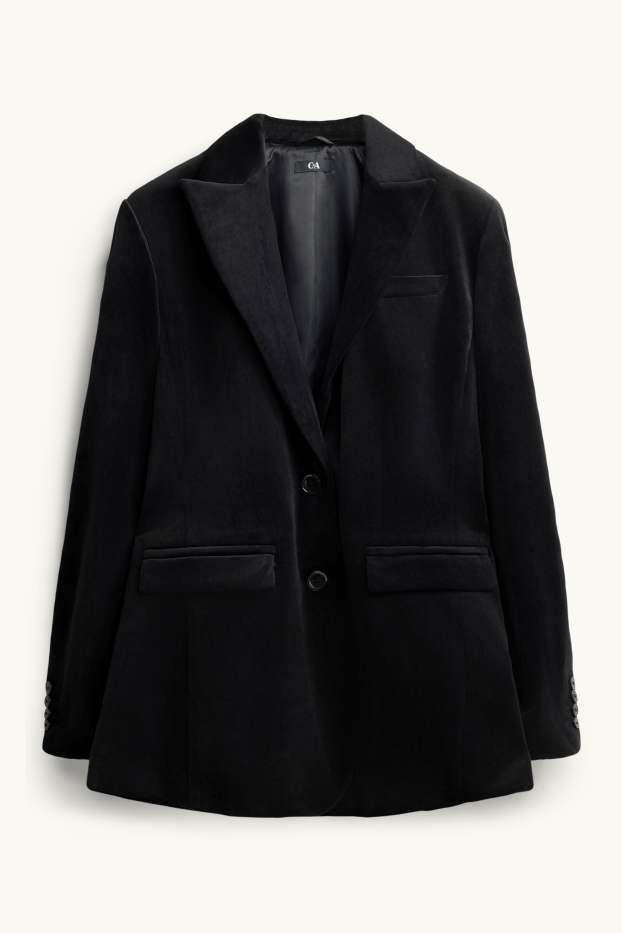 Dona - Blazer llarg de vellut - regular fit - negre