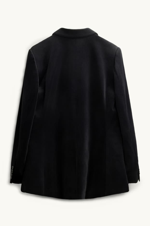 Dona - Blazer llarg de vellut - regular fit - negre