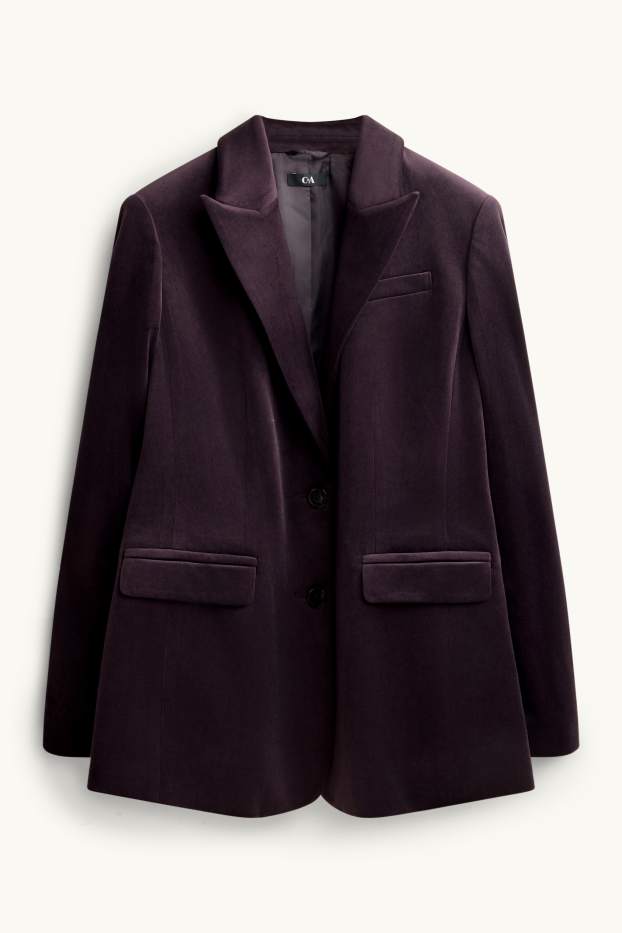 Dona - Blazer llarg de vellut - regular fit - violeta