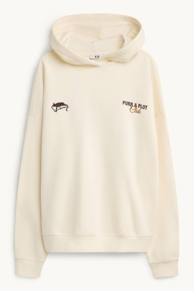 Femmes - Sweat à capuche oversize - crème