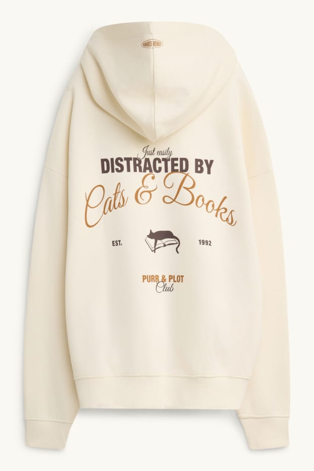 Femmes - Sweat à capuche oversize - crème