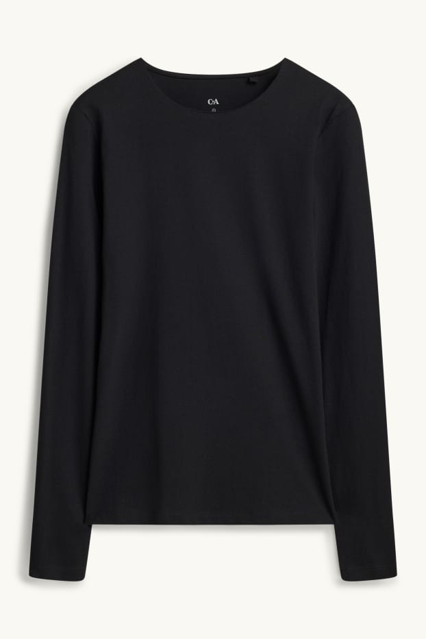 Damen - Langarmshirt - Slim Fit - schwarz