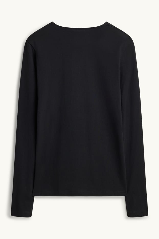 Damen - Langarmshirt - Slim Fit - schwarz