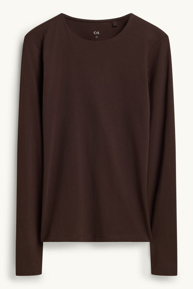 Damen - Langarmshirt - Slim Fit - dunkelbraun
