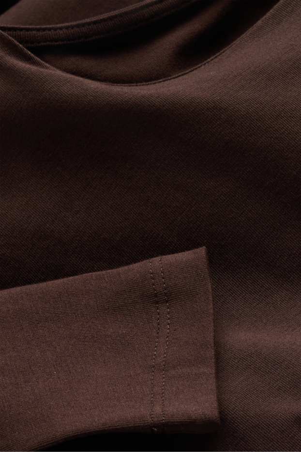 Damen - Langarmshirt - Slim Fit - dunkelbraun