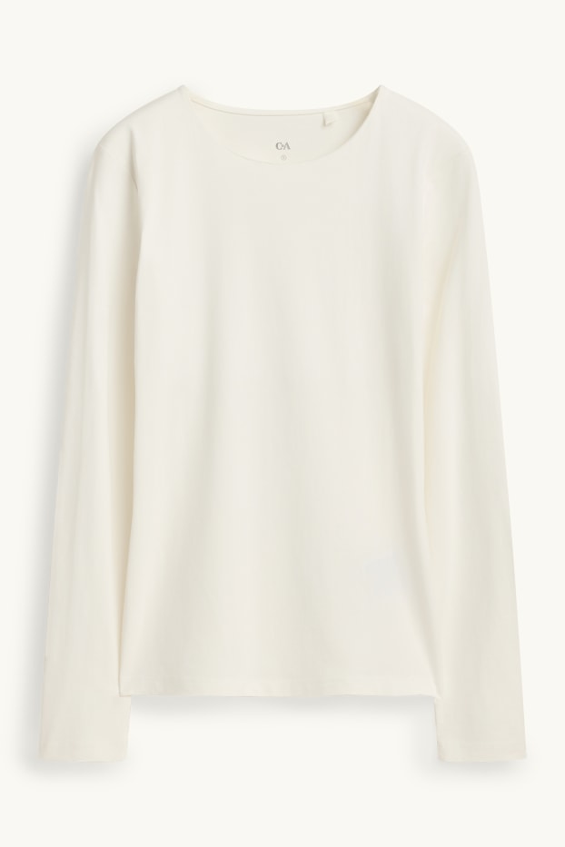 Damen - Langarmshirt - Slim Fit - weiß