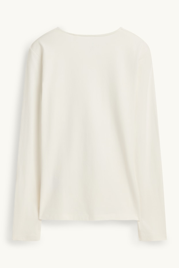 Damen - Langarmshirt - Slim Fit - weiß