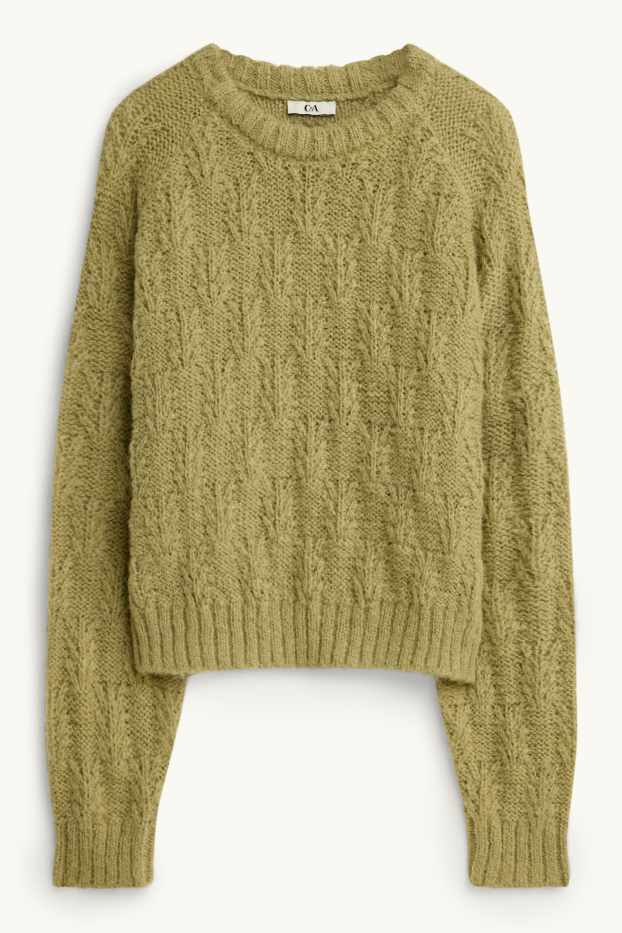 Damen - Pullover - Zopfmuster - grün