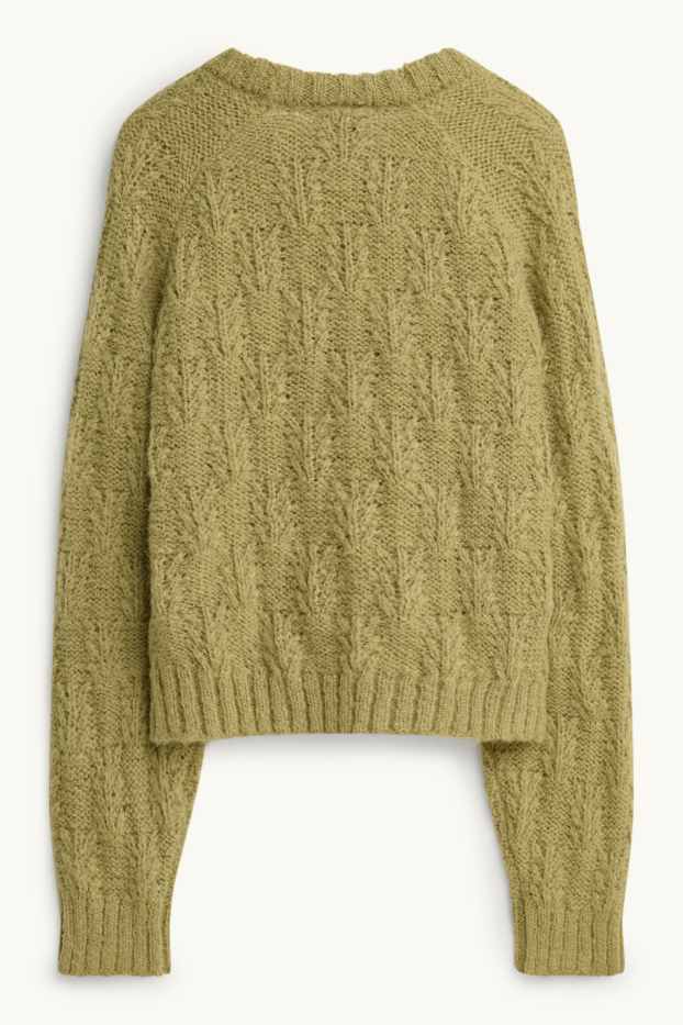 Damen - Pullover - Zopfmuster - grün
