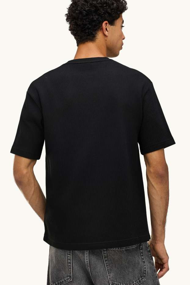 Home - Samarreta de mànigues curtes - relaxed fit - de canalé - negre