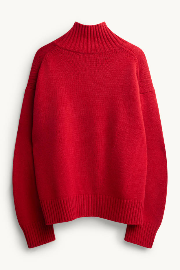 Damen - Woll-Pullover - rot