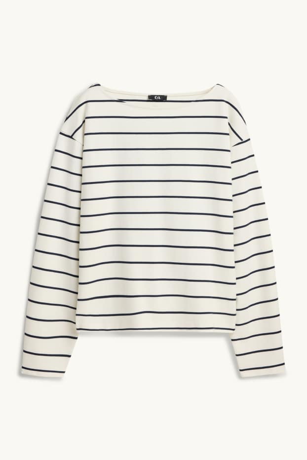 Dames - Longsleeve - regular fit - gestreept - wit / zwart