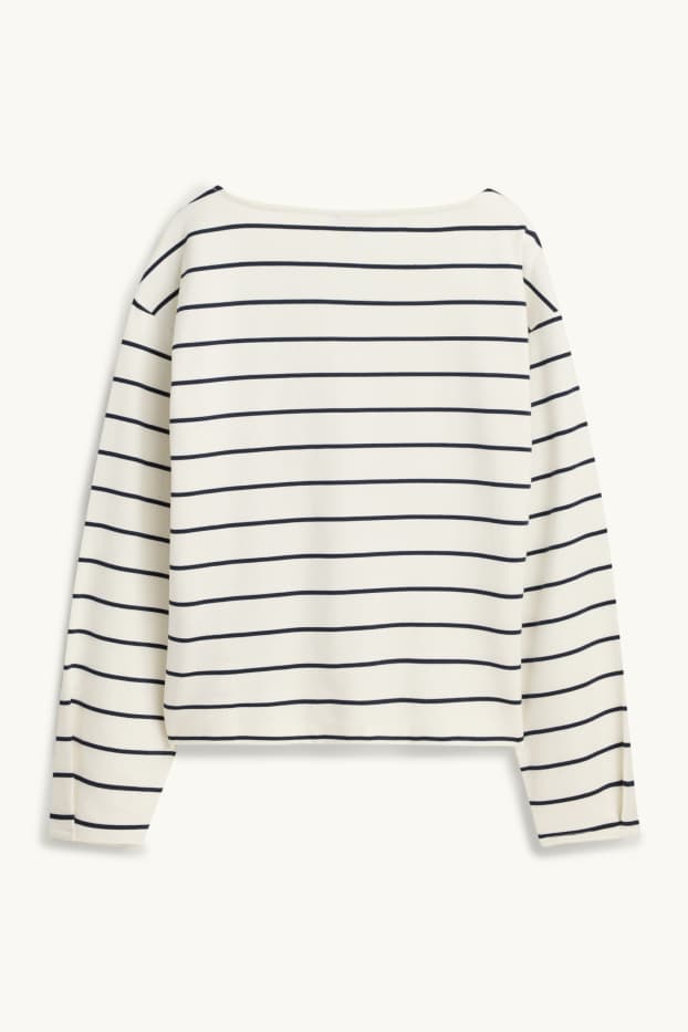 Dames - Longsleeve - regular fit - gestreept - wit / zwart