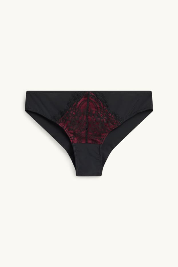 Dames - Braziliaans bikinibroekje - zwart / rood