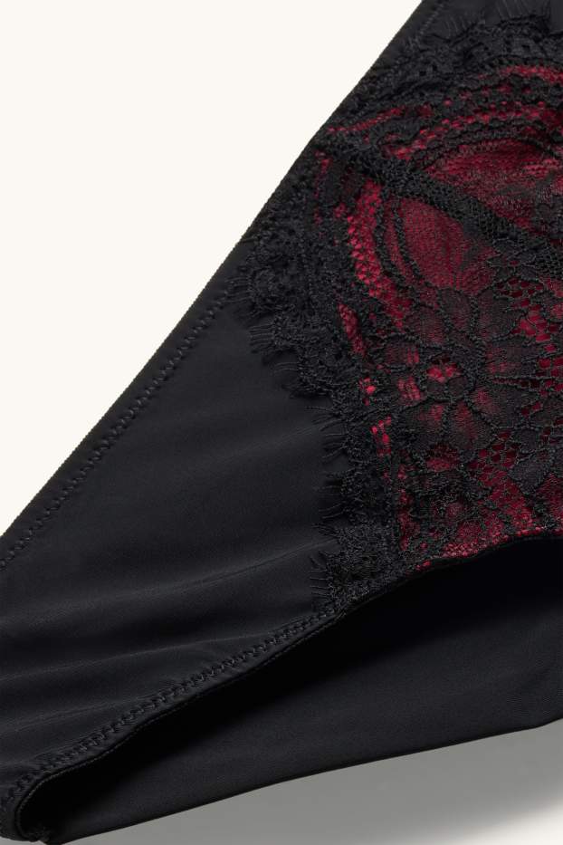 Dames - Braziliaans bikinibroekje - zwart / rood