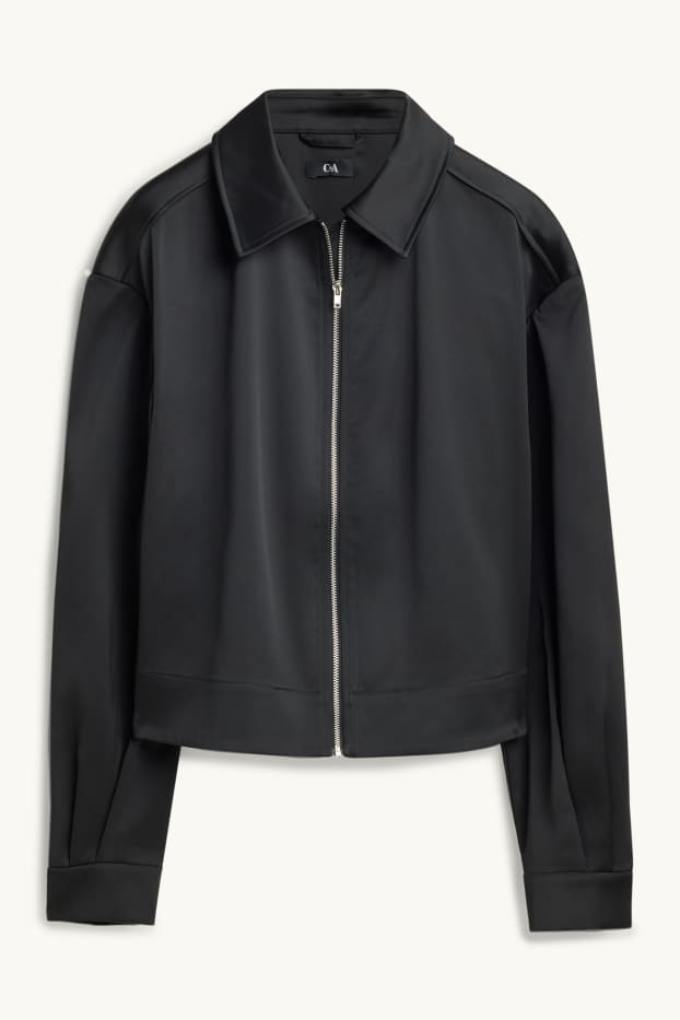 Women - Satin bomber jacket - black